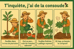 jardinier utilisant la consoude au potager pour améliorer la production