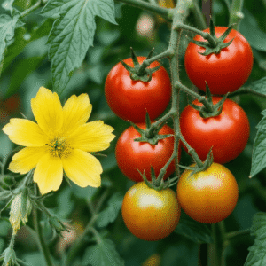 tomates mûres sur plant au potager production favorisée par la consoude riche en allantoine